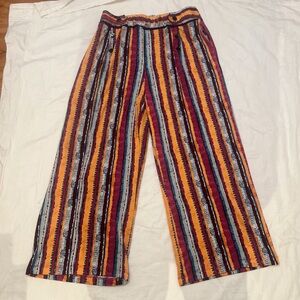 Robert Louis Boho Striped Wide Leg Palazzo Pants Size L